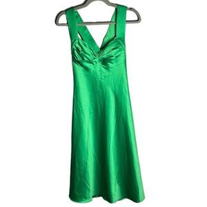 Vintage 90’s Calvin Klein Emerald Green Silky Satin Slip Midi Dress Size 2